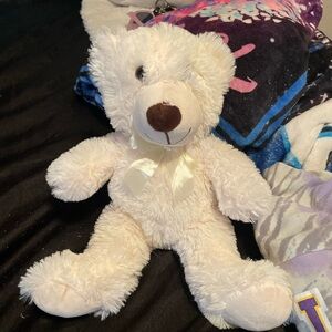 Charming Cream Teddy Bear with Ribbon